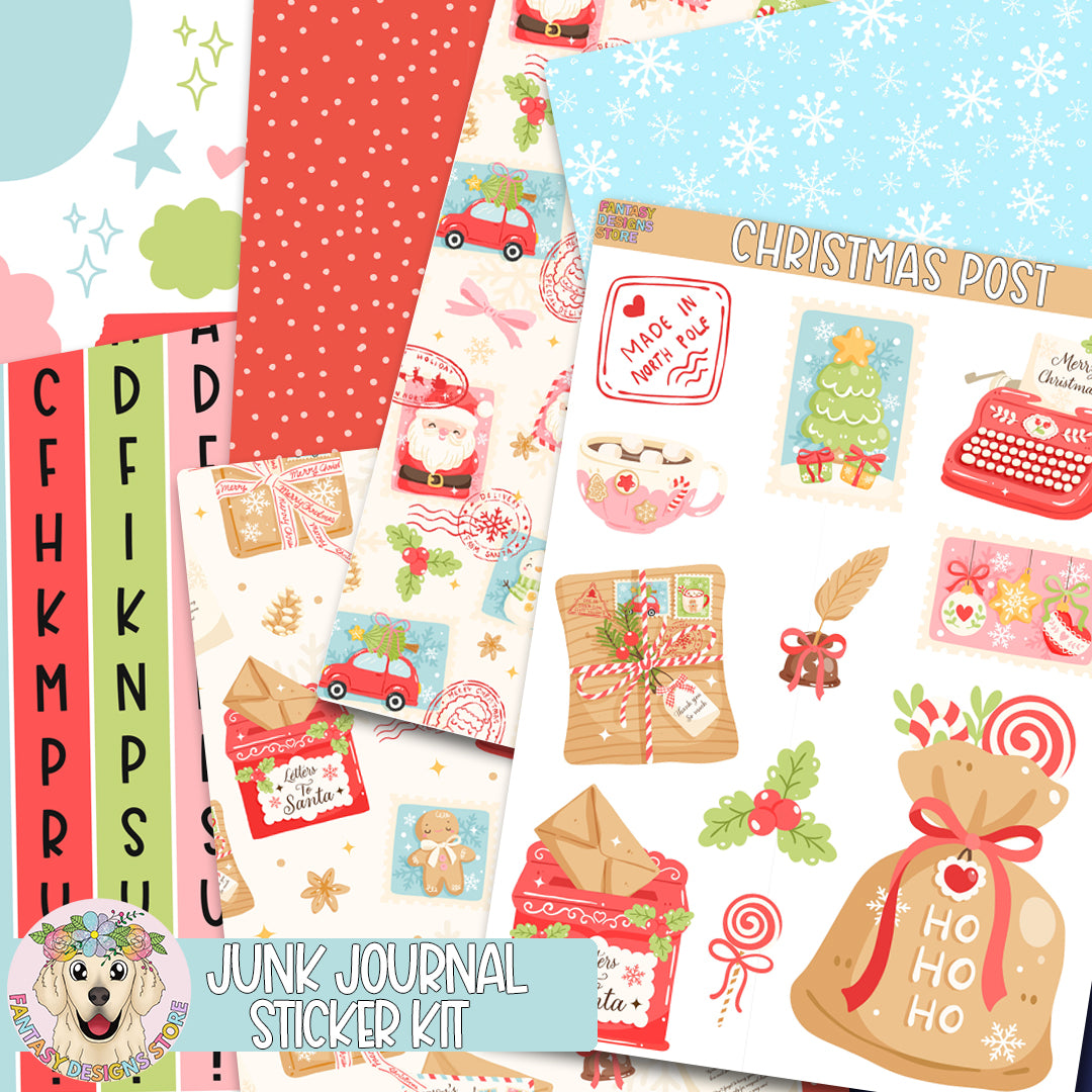 Christmas Post Junk Journal Sticker Kit