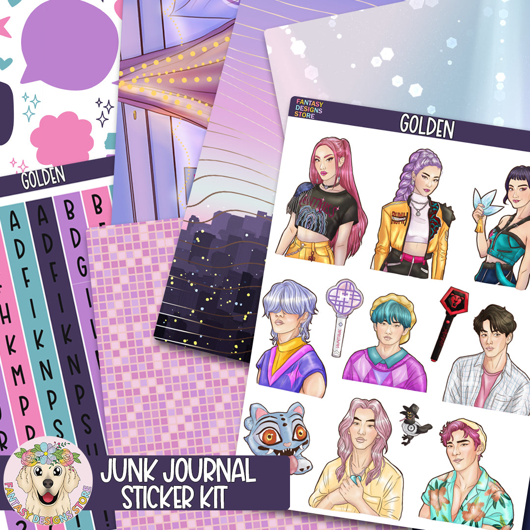 Golden Junk Journal Sticker Kit
