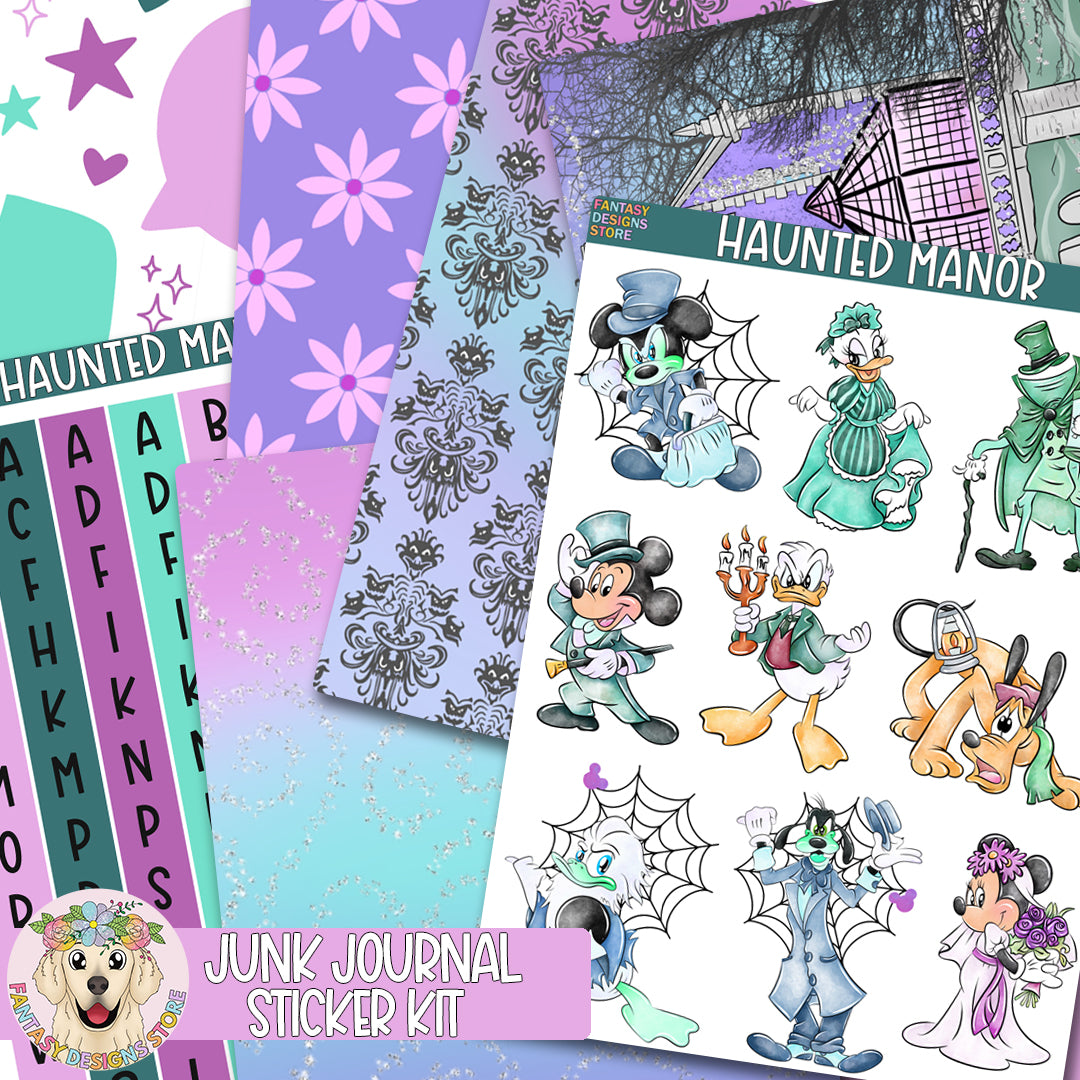 Haunted Manor Junk Journal Sticker Kit