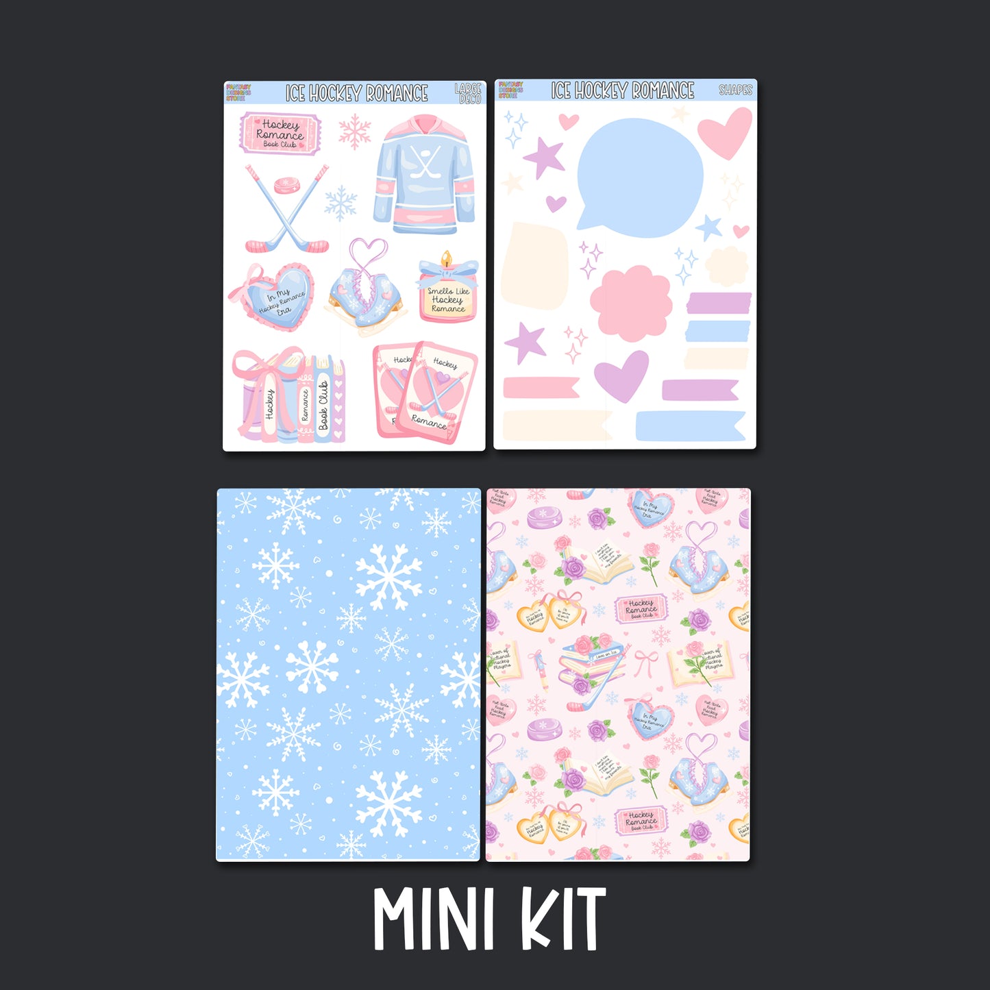 Ice Hockey Romance Junk Journal Sticker Kit
