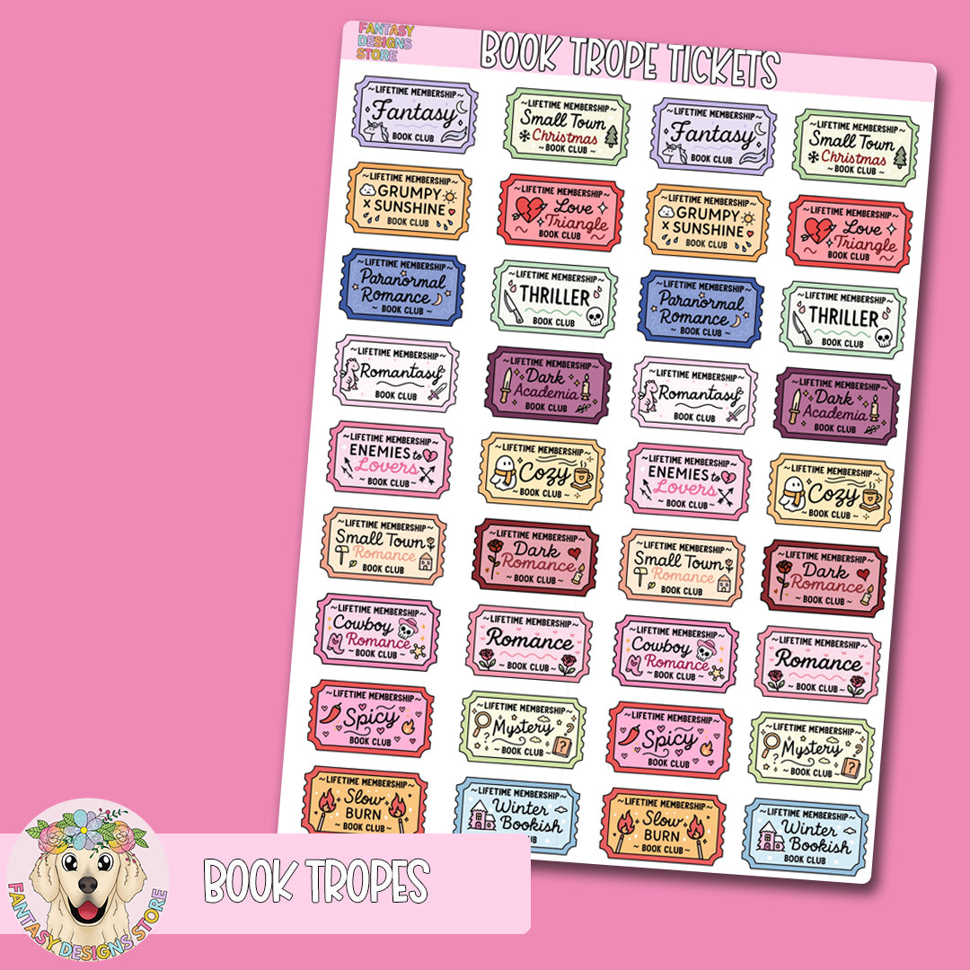 Book Trope Ticket Sticker Sheet
