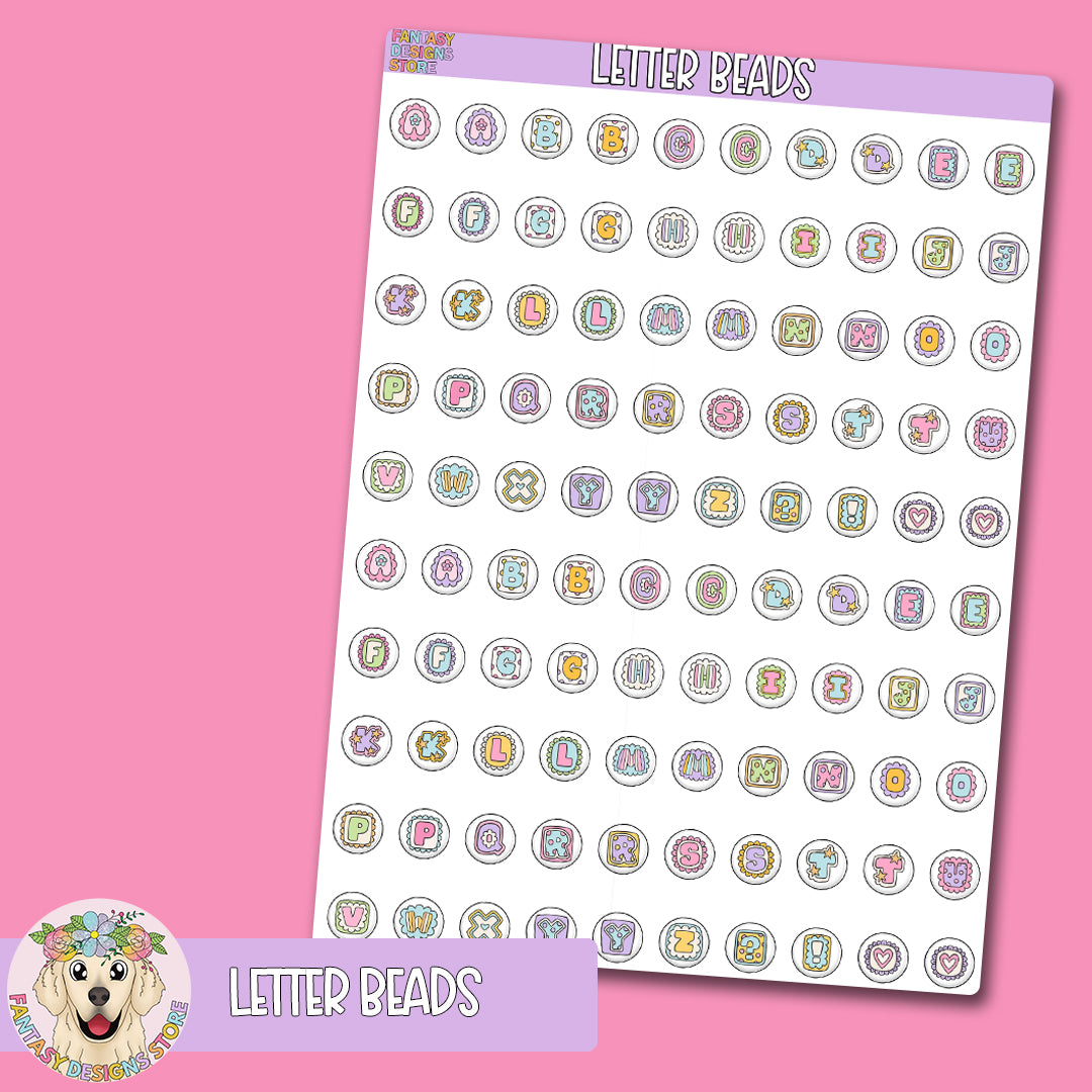 Letter Beads Alphabet Sticker Sheet