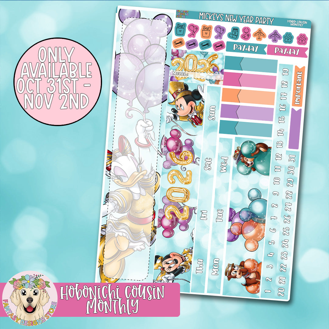 Mickeys New Year Party - Hobonichi Cousin Monthly Kit