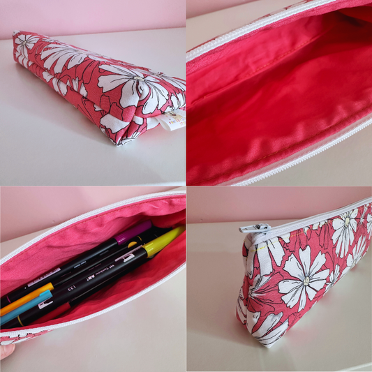 Coral Daisy Boxed Pen Pouch