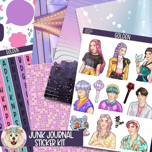 Golden Junk Journal Sticker Kit