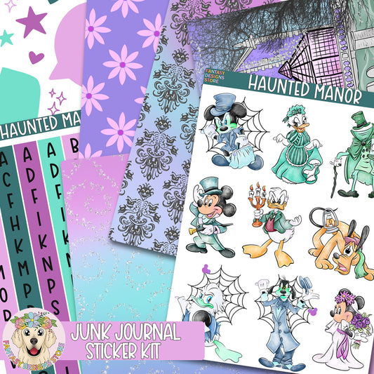 Haunted Manor Junk Journal Sticker Kit