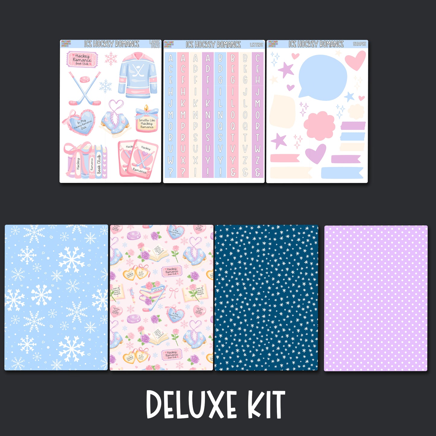 Ice Hockey Romance Junk Journal Sticker Kit