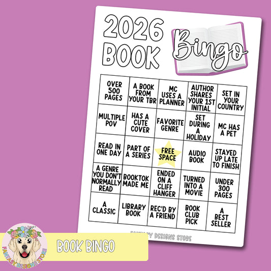2026 Book Bingo Sticker Sheet