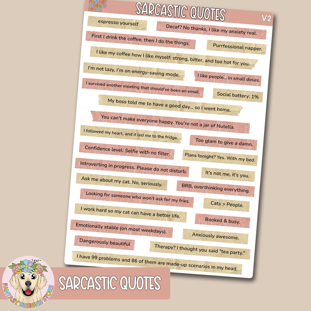 Sarcastic Quote Stickers for Journaling