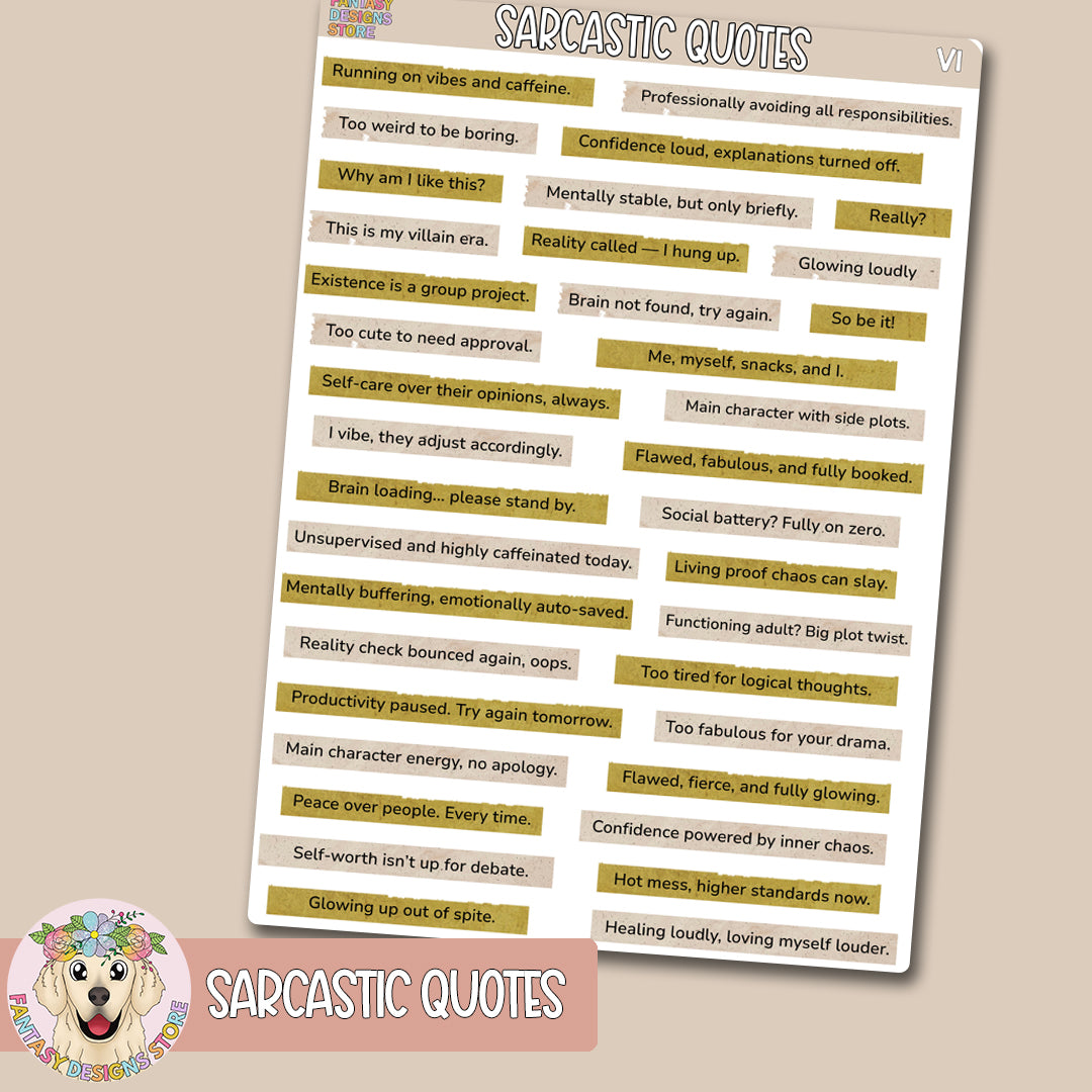Sarcastic Quote Stickers for Journaling