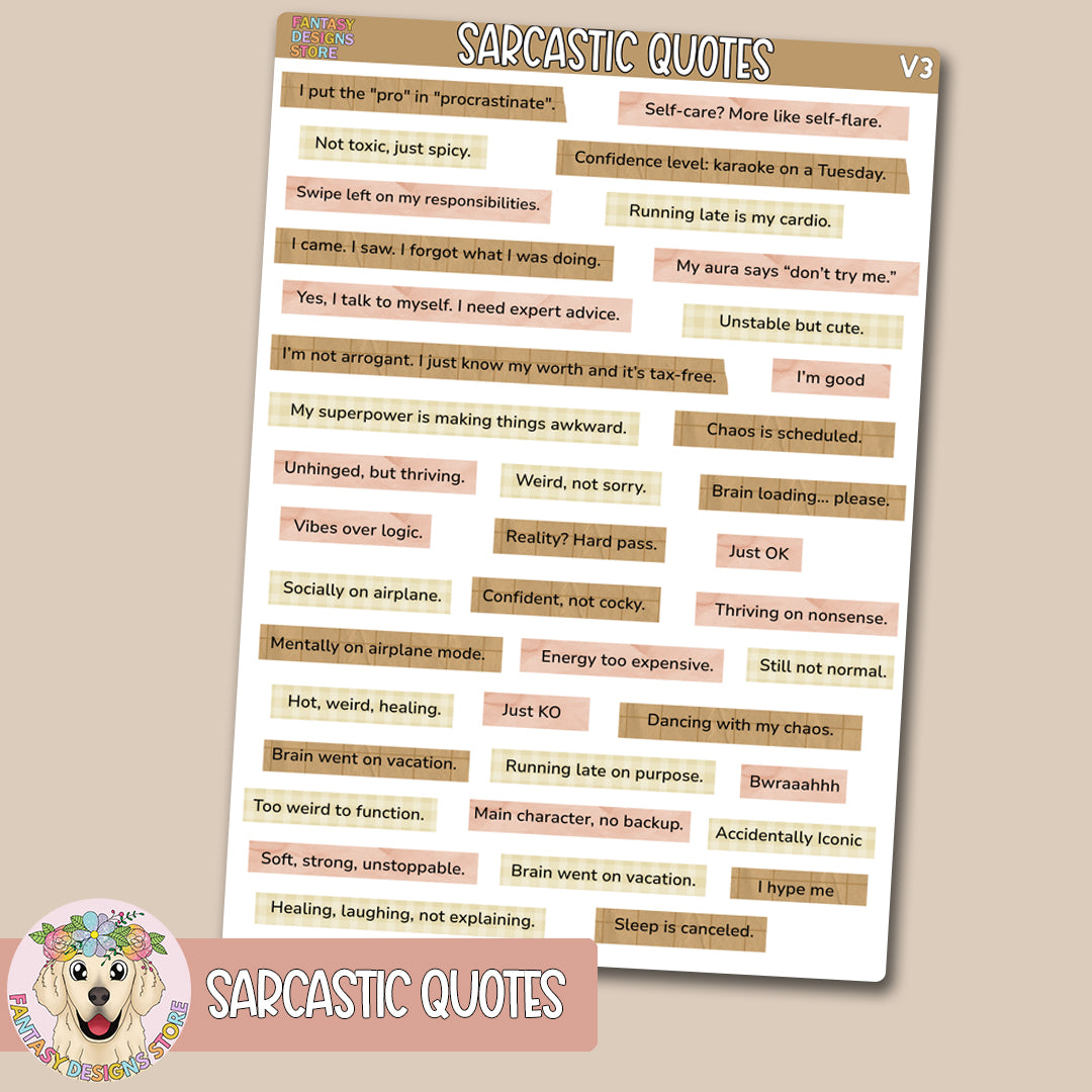 Sarcastic Quote Stickers for Journaling