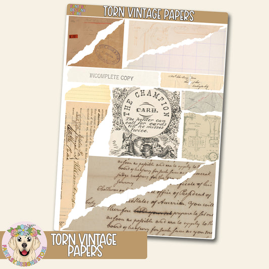Torn Vintage Papers Deco Sheet
