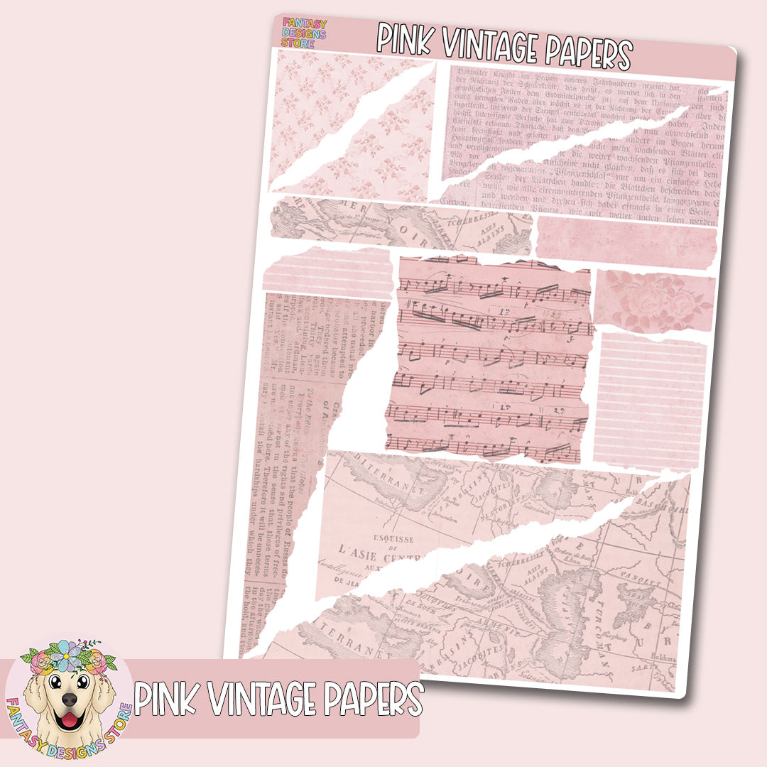 Pink Vintage Papers Deco Sheet