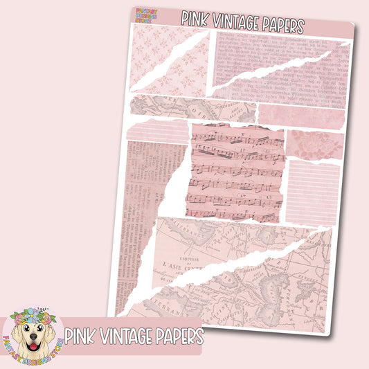 Pink Vintage Papers Deco Sheet