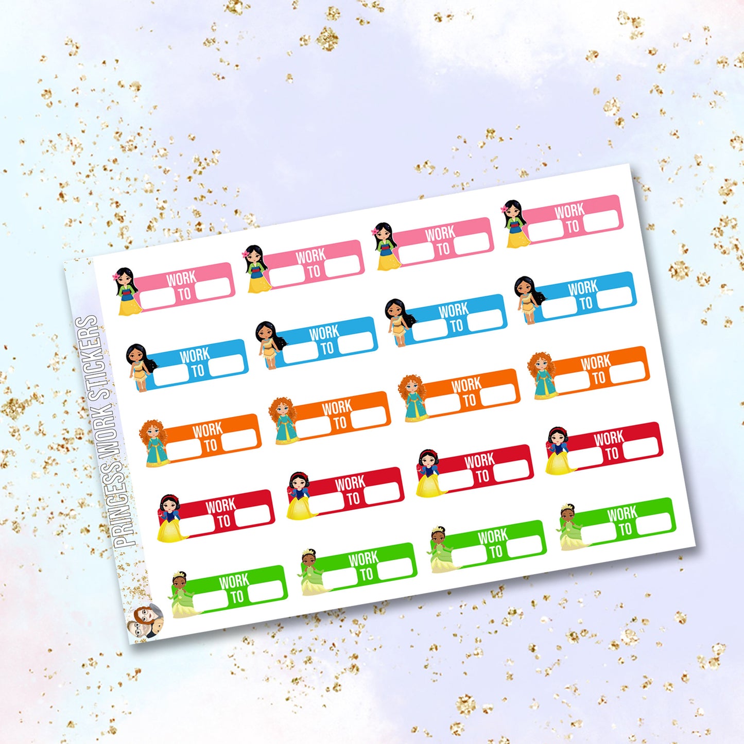 Princess work planner stickers