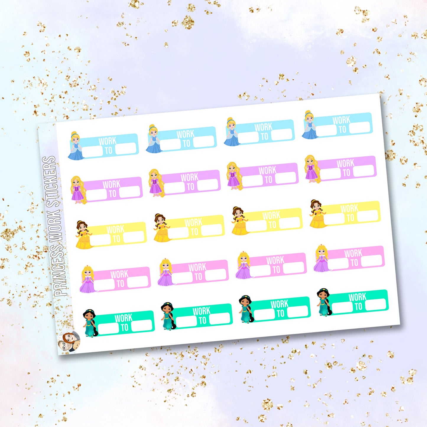 Princess work planner stickers